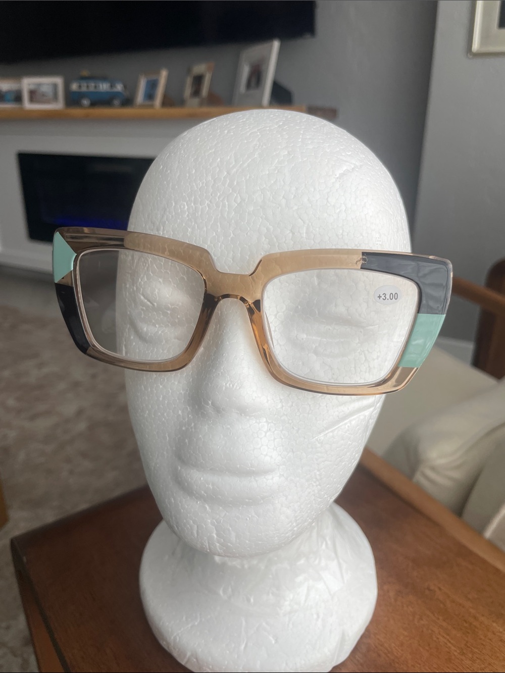 Source Unknown Two-Tone Reading Glasses in Mint, Tan & Black